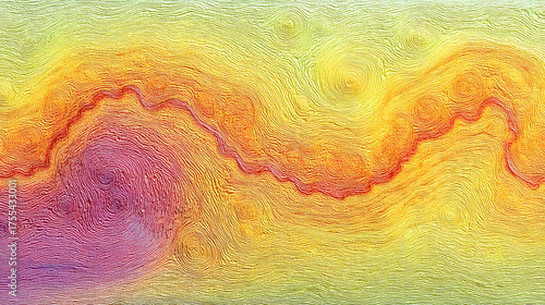 Vibrant plastic surface shows fluid texture in hyper-saturated color gradients