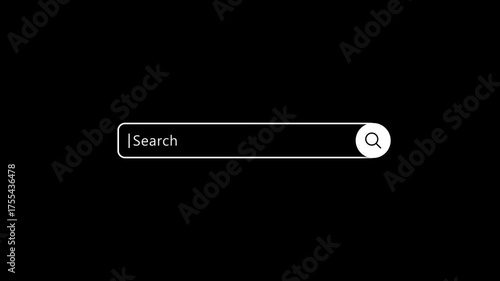 Animation of Searching bar on transparent background. Full HD. 4K