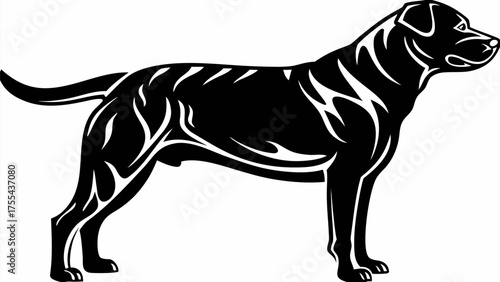 Powerful mastiff dog silhouette standing alert, a strong and elegant canine companion graphic for designs