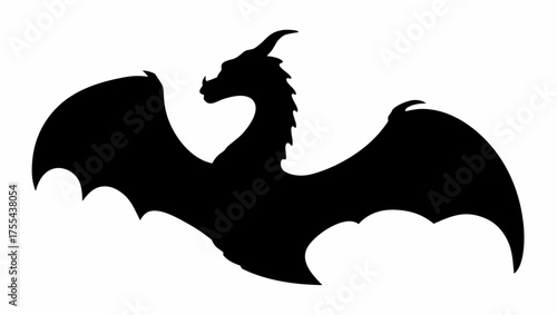 Majestic dragon silhouette soars, a symbol of power and fantasy for legendary designs and creative projects