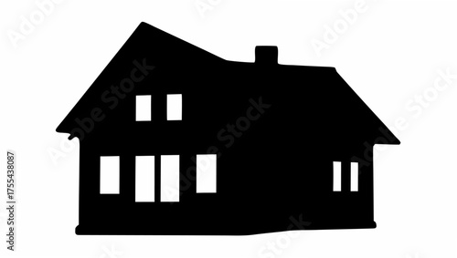 Classic home silhouette provides simple architectural elegance and versatile design element for projects