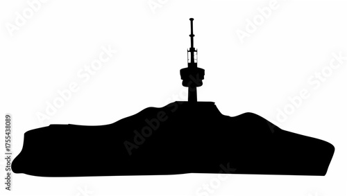 Iconic landmark silhouette on mountain, a symbol of adventure and travel destination appeal