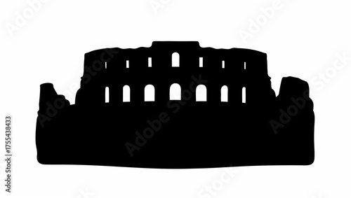 Capture the timeless allure of Rome with this dramatic Colosseum silhouette design element for travel projects