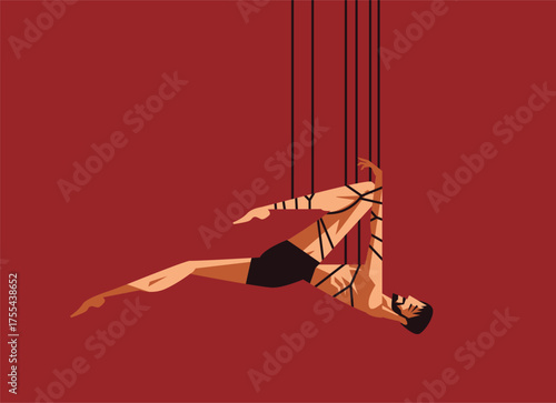 shibari tied up hanging beautiful man