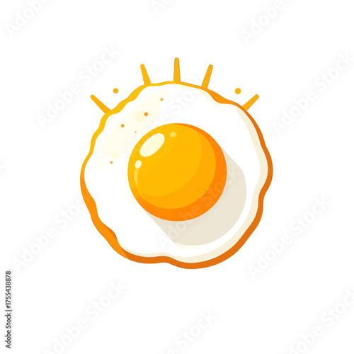 Sunny Side Up Egg Pixel Art With Bright Yellow Yolk and White Background in Minimalist Style With Light and Shadow in 8bit Aesthetic