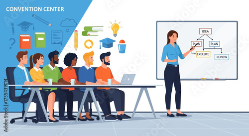 Conference Attendees Learning Business Strategies From Instructor During Presentation