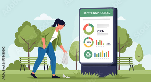 Empowering Sustainability: Woman's Initiative Drives Public Awareness Through Recycling Data