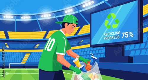 Stadium sustainability initiative: Recycling efforts at a sports venue illustration