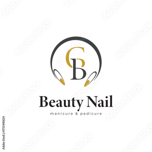 Nail polish logo design for manicure studio or nail salon with creative elements Vector template
