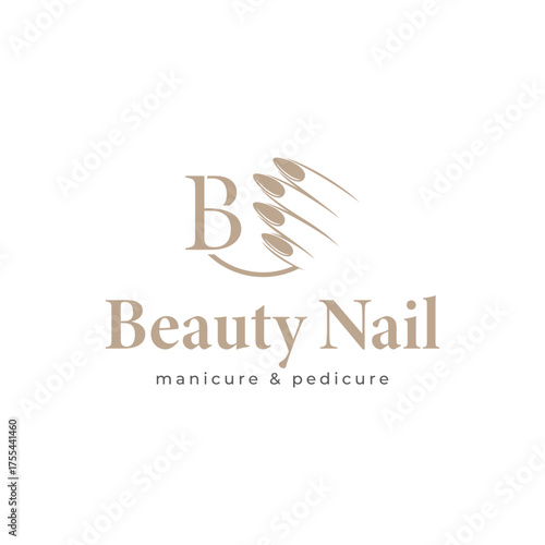 Nail polish logo design for manicure studio or nail salon with creative elements Vector template