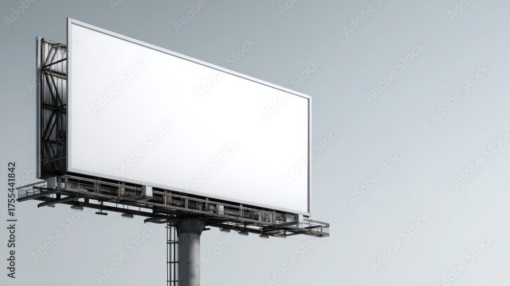 Obraz premium Blank billboard on a pole against the sky offering opportunity for creative advertising and promotional content