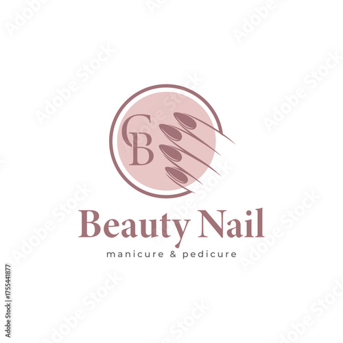 Nail polish logo design for manicure studio or nail salon with creative elements Vector template
