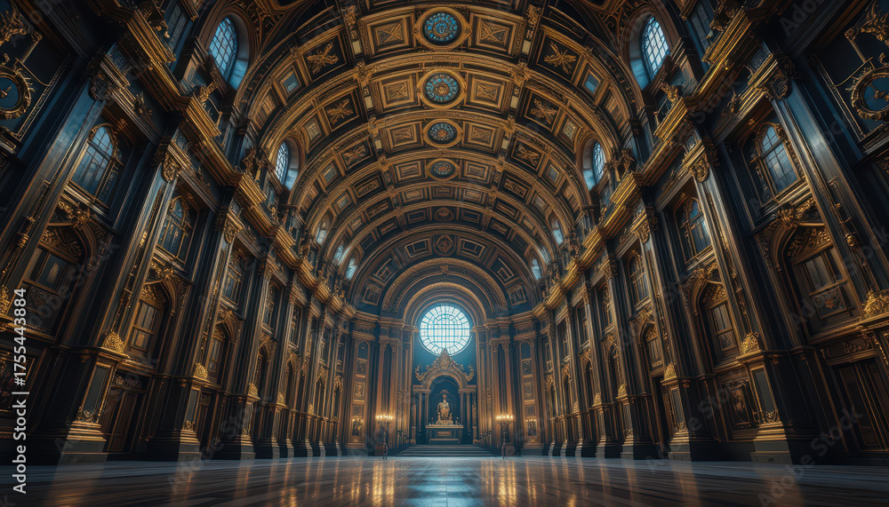 Fototapeta premium Majestic interior design historical chapel architectural photography grand atmosphere wide angle elegance and spirituality