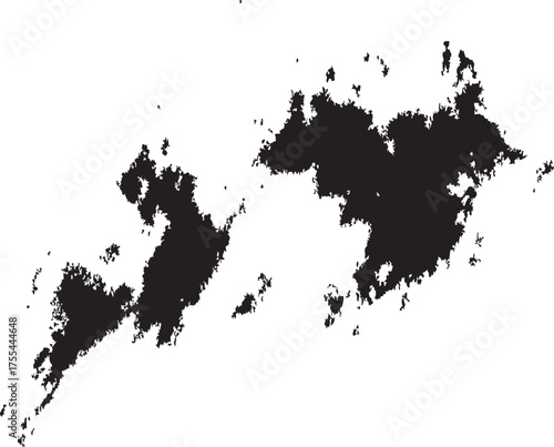 Abstract black powder explosion against a clean white studio background image