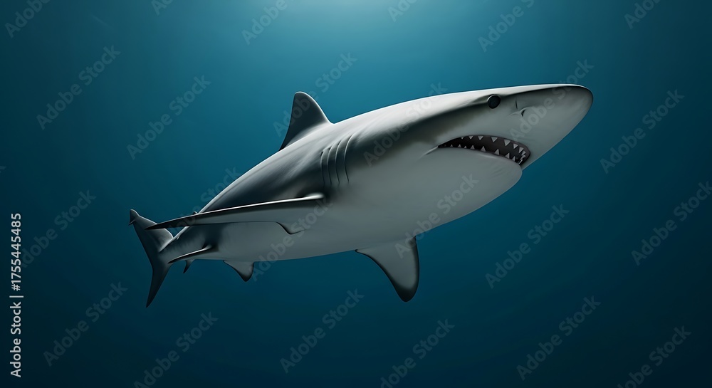 Obraz premium Shark in deep ocean