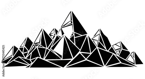 Geometric abstract mountain range illustration with sharp peaks and clean lines