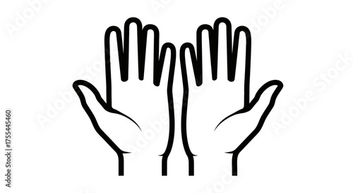 Open hands reaching upwards, symbolizing prayer, hope, or offering.