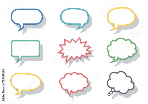 Colorful comicstyle speech bubbles 9 icons of various designs