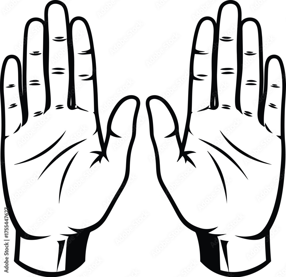 Obraz premium Two open hands facing forward in a simple, clean illustration