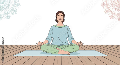 Meditation Practice: Peaceful Posture of Woman Achieving Tranquility and Mindfulness