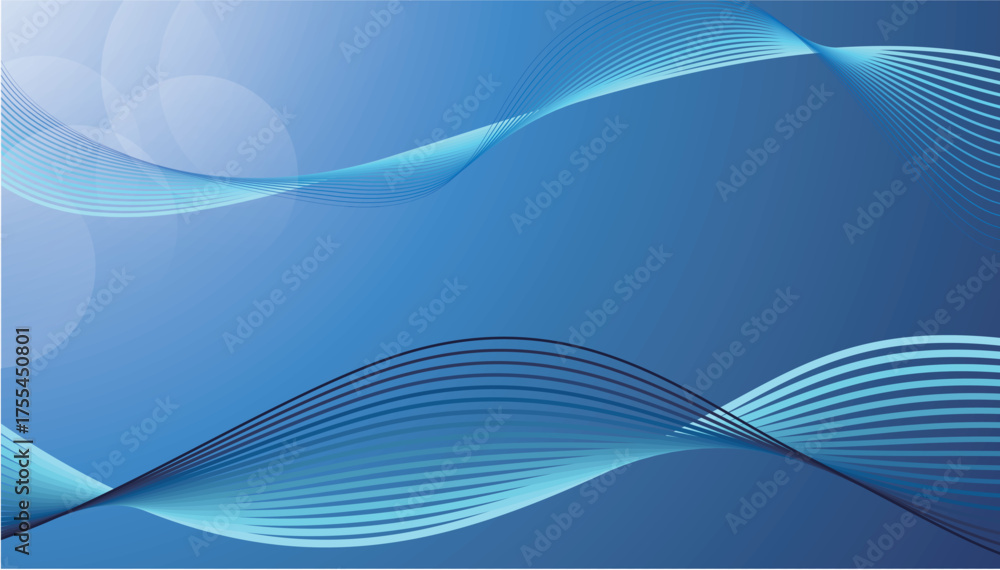 Fototapeta premium Abstract blue wave background with gradient and flowing lines, modern fluid motion design for presentation, banner, or technology concept