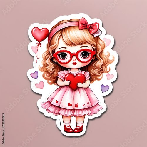 Valentine’s Day doll with heart-shaped glasses