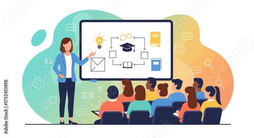 Professional Presenter Explaining Educational Concepts To Attentive Audience During Workshop