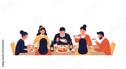 A Diverse Group of People Enjoying a Meal Together at a Table.