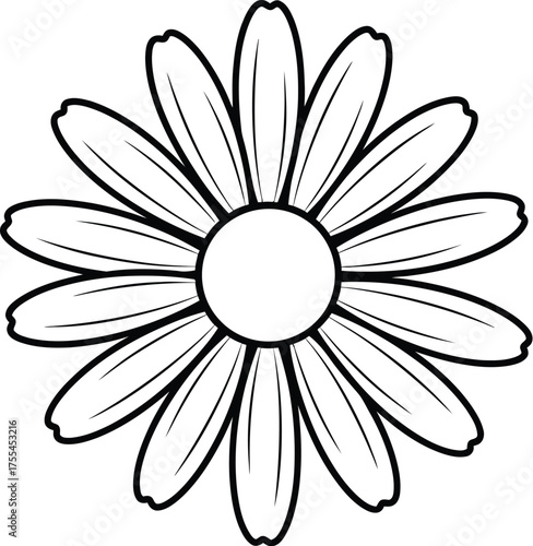 Simple line art illustration of a daisy flower, representing nature and simplicity
