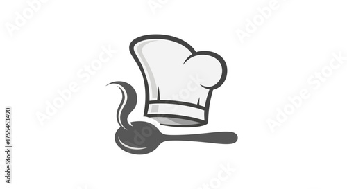 Chef hat and spoon with steam.