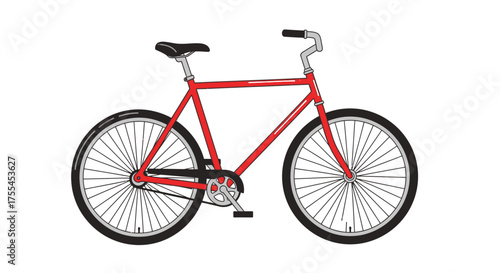 Red Bicycle with Black Seat and Wheels