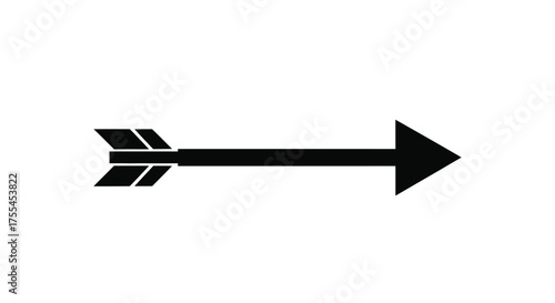 Simple black arrow pointing right, isolated on white background, symbolizing direction and progress