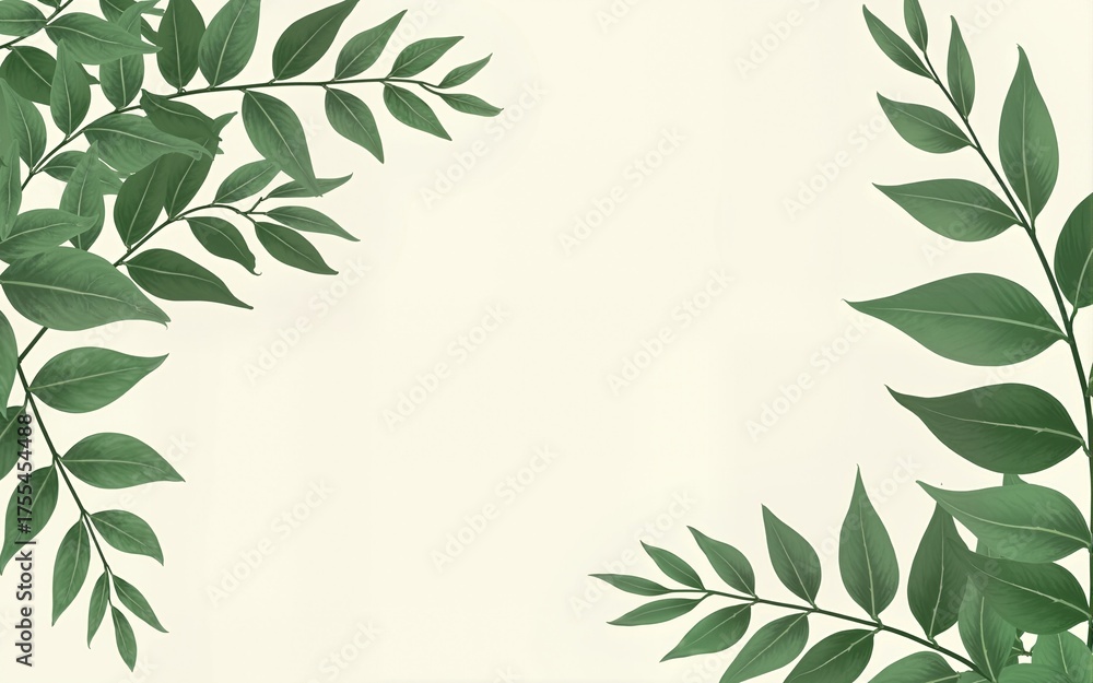 Naklejka premium Green gold leaves wedding invitation card template. High quality