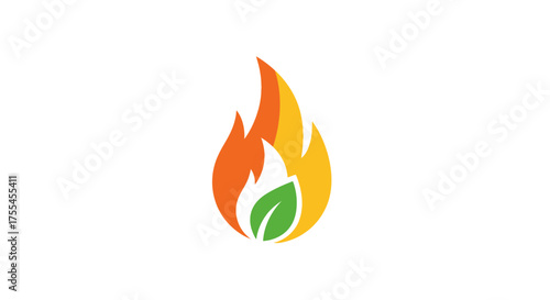 Flame and leaf logo for eco energy.