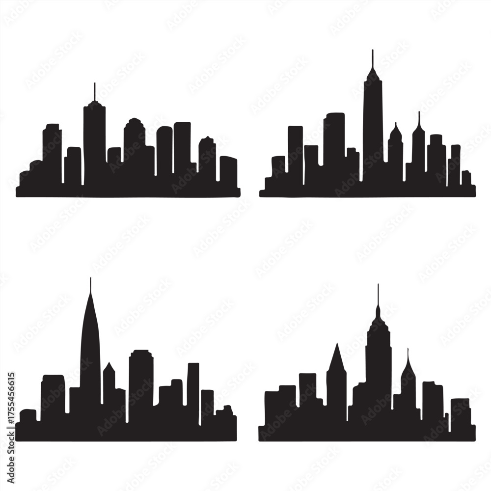 Obraz premium set of city skyline silhouette