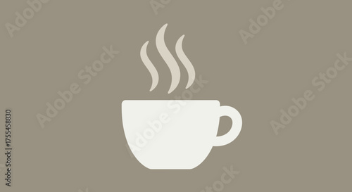 Steaming Hot Beverage in a White Cup on a Neutral Background.
