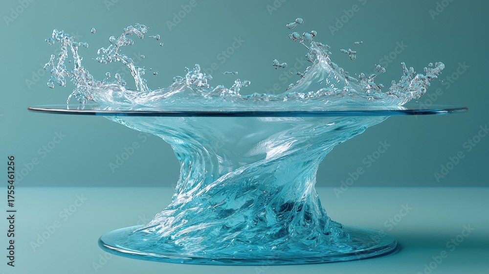 custom made wallpaper toronto digitalClear water sloshes in a rectangular container with bubbles on a reflective surface. AI.
