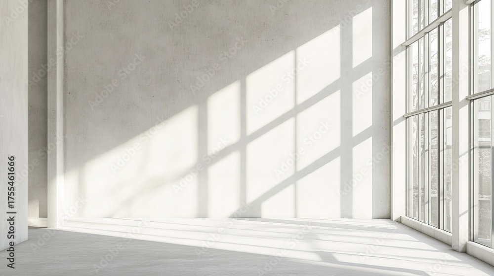 Fototapeta premium Bright white office interior with minimalist desk, modern decor, and creative workspace design