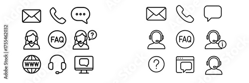 Contact options and support symbols for customer service and assistance in digital communication