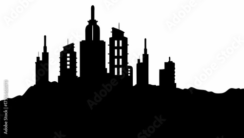 Dramatic city skyline silhouette offers a modern urban vibe for architectural projects and design needs