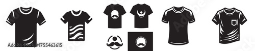 Black t-shirt silhouette collection, t-shirt vector icons, t-shirt silhouettes.