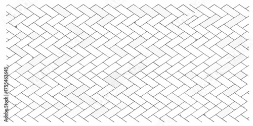White herringbone brick pattern background texture with dark gray grout lines