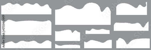 Jagged rectangle. Set of Paper torn, jagged edge rectangle shape. Rectangle torn paper shape. Headline, calligraphy border, isolated grunge header background. Rough edge rectangle frame. Vector