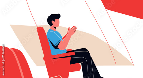Audience Member Applauds, Showing Appreciation In Simplified Vector Illustration