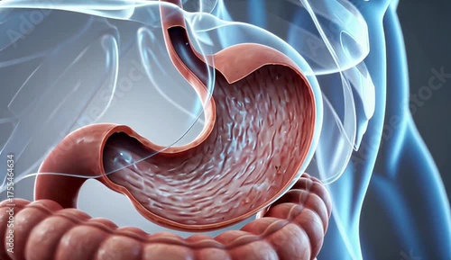 Human Stomach 3D Animation – Gastric Digestion Process Visualization in 4K