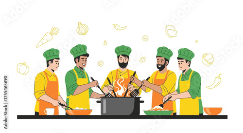 Chefs Crafting Culinary Delights In A Professional Kitchen Setting