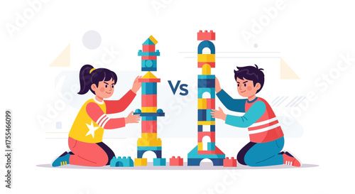 Children's Building Blocks Competition: A Colorful Battle of Creative Construction Skills