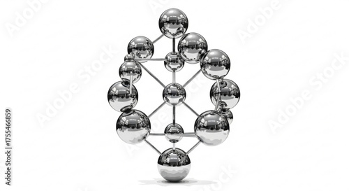 Tree of life kabbalah sephirot spheres interconnected diagram sacred geometry esoteric illustration metal silver