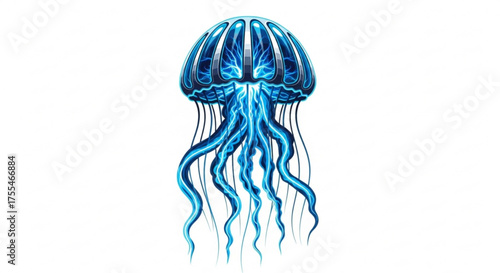 Blue glowing jellyfish illustration vector design for ocean life and marine biology themed projects and art