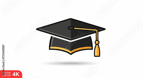 A graduation cap, symbolizing academic achievement and the culmination of educational pursuits, often worn during commencement ceremonies